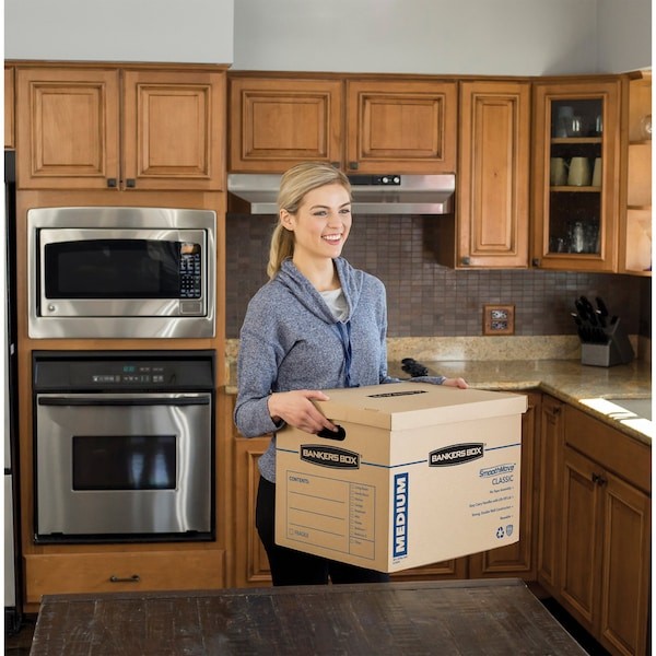 Smoothmove 7717201 14 In X 15 In X 18 In Moving Box, Kraft, Blue Printing,