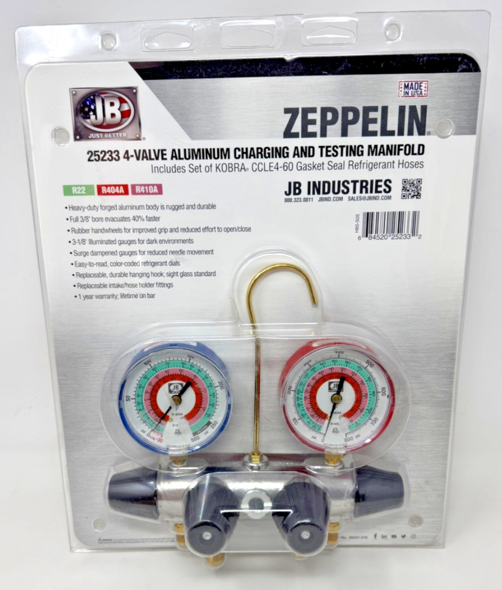 Jb Industries 25233 Charging and testing manifold, 4-Valve