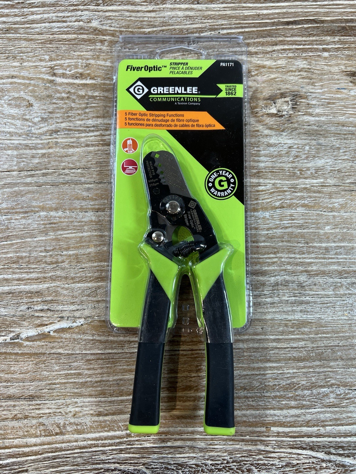 Greenlee Fiber Optic Stripper PA1171 Black Green Sheath Hand Tool