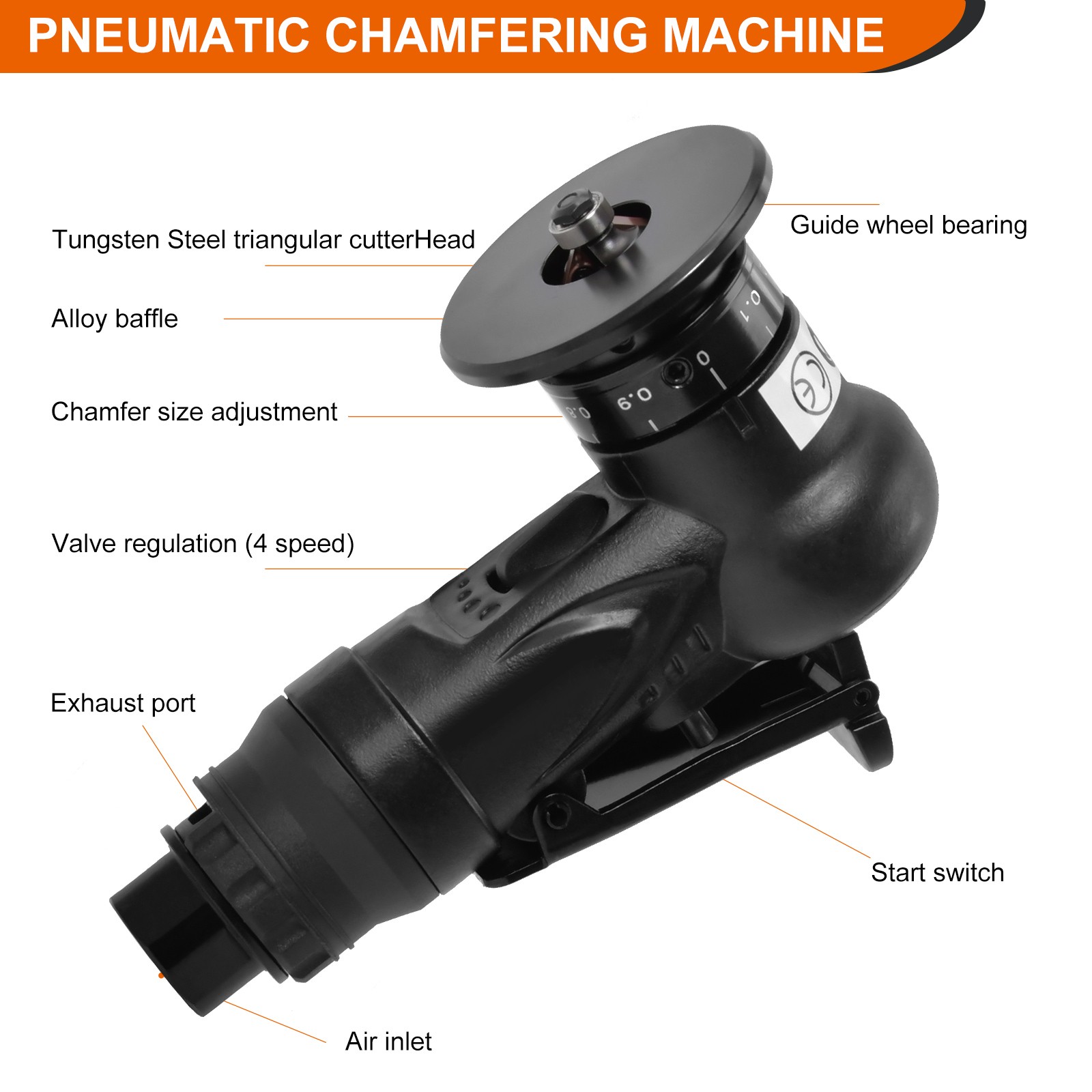 Pneumatic Chamfering Tool Mini Air-Powered Chamfering Machine Trimming 30000 RPM