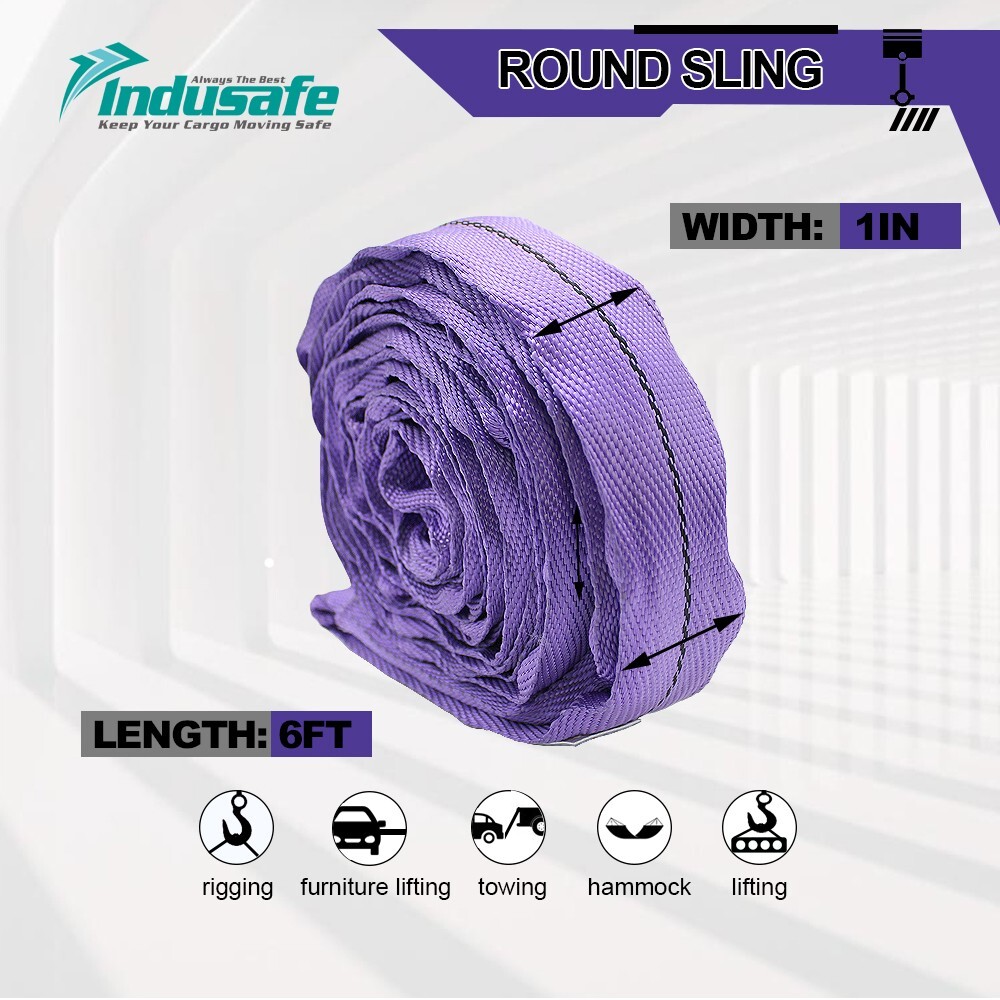 4 Pack 6′ Endless Loops Round Sling Crane Recovery Strap Lifting Tow Pull Purple