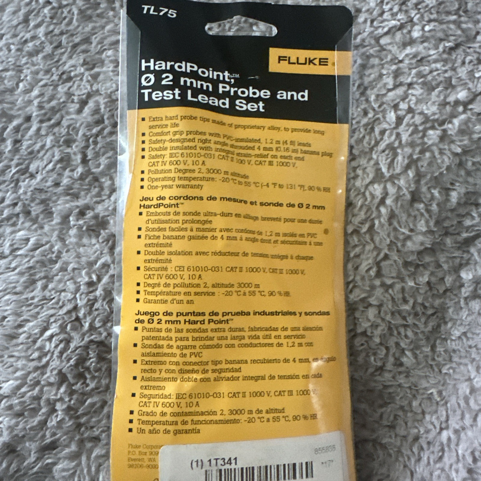Fluke TL75 Hard point 2 MM Probe & Test Lead Set TL 75 New