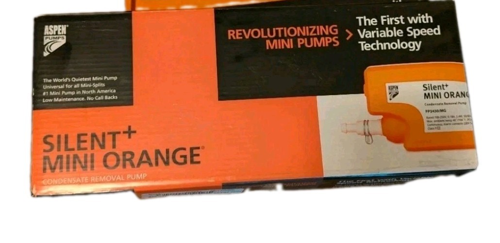 Aspen Pumps Silent+ Mini Orange Condensate Pump Kit, Variable Speed, 230V
