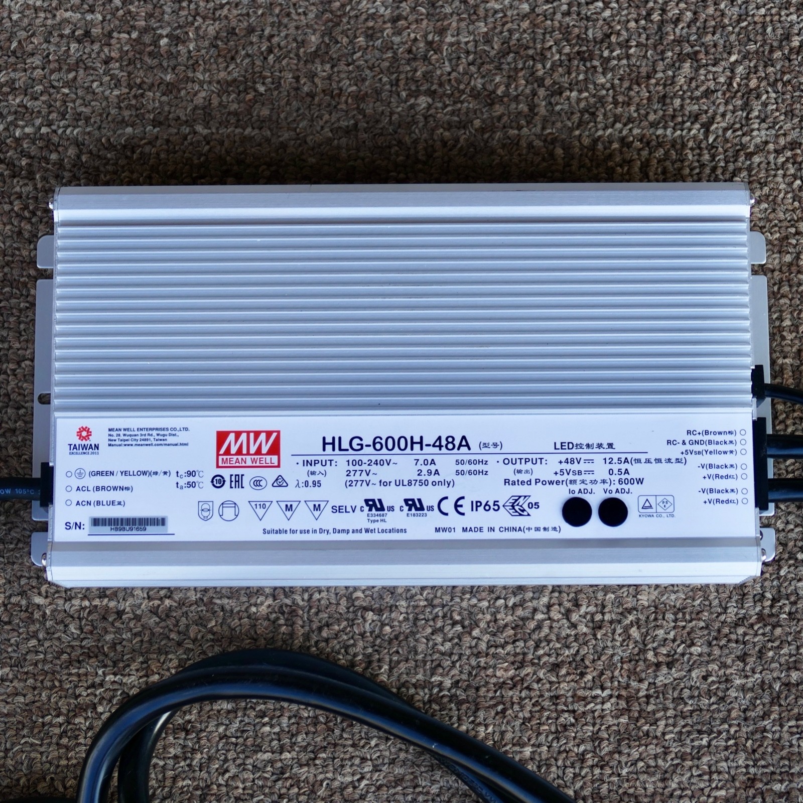 Mean Well HLG-600H-48A power supply 600w 48V 12.5A LED Lumascape LSLED600W-48V09