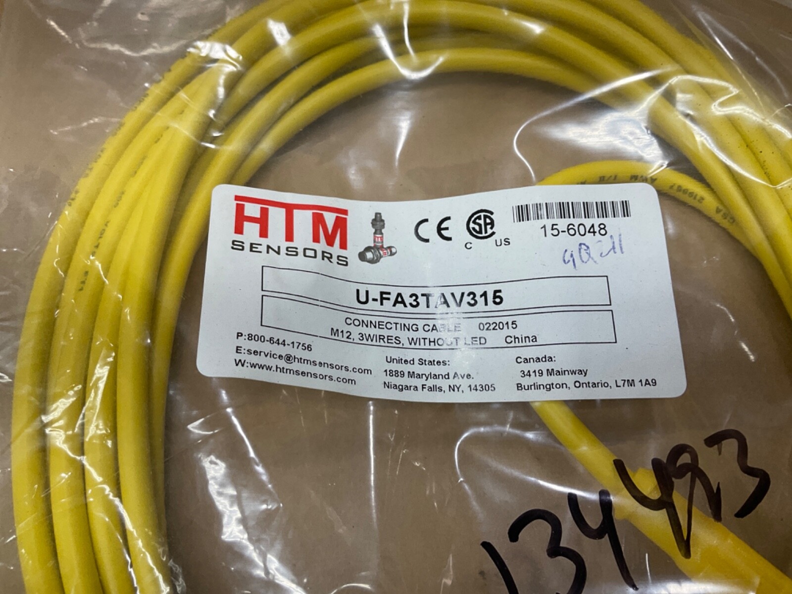 HTM U-FA3TAV315 Connecting Cable 3 Pin Right Angle #04E66PR6