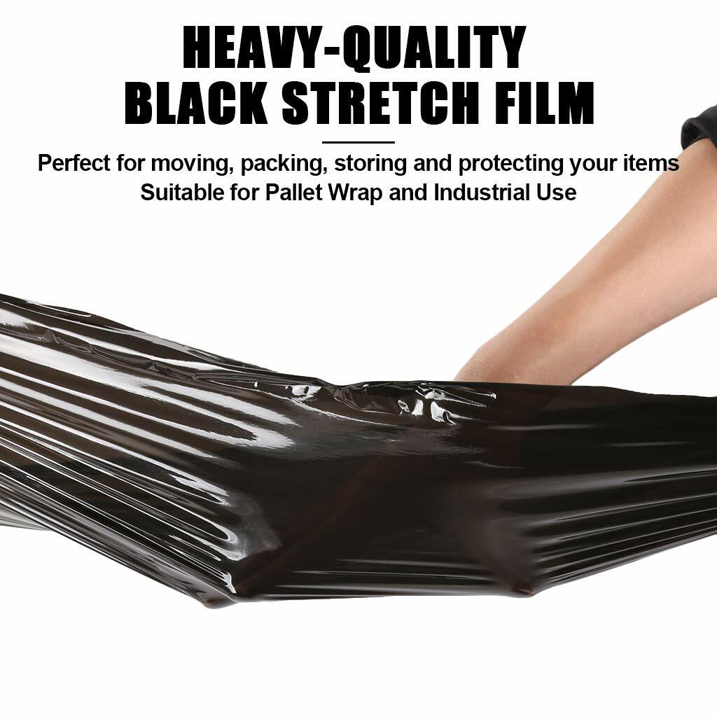 12 Rolls 5″ x 1000FT 80 Gauge BLACK Stretch Shrink Film Hand Wrap With Handle