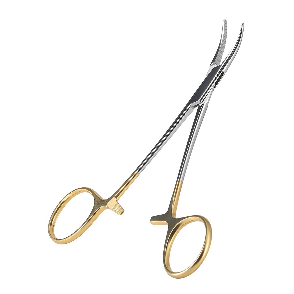 Dental Hemostat Forceps Surgical Instrument Curved / Straight Head Gold Handle