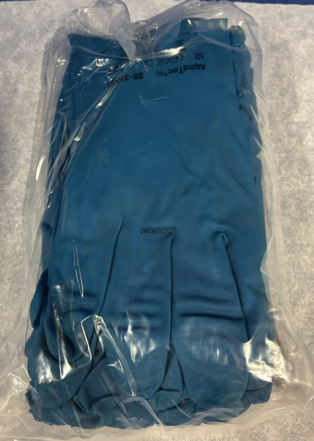 Ansell 88-356BT, Blue Rubber Latex Gloves 17 mil Size 10, 12 Pairs