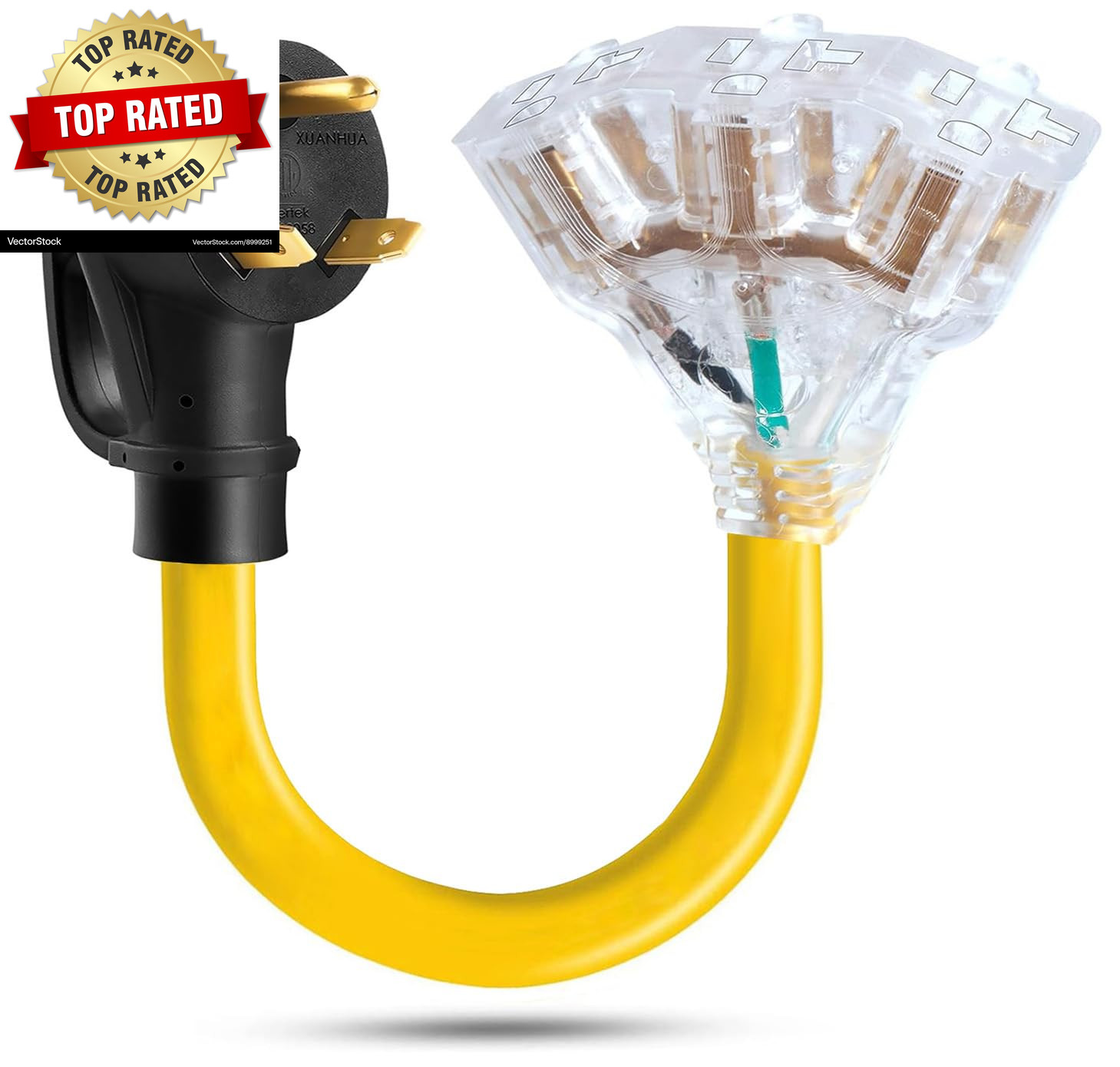 30 Amp to 20 Amp 110V RV Cord Distribution Plug Adapter, NEMA TT-30P to 3X 5-20R