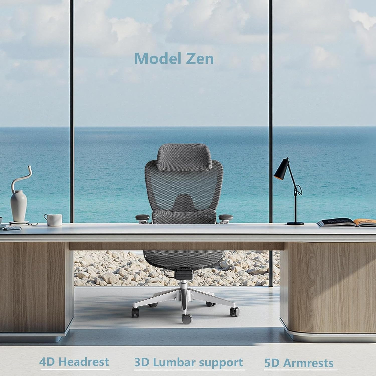 Ergonomic Office Chair, Big and Tall Mesh Computer Gaming Chair with Adaptive Lu