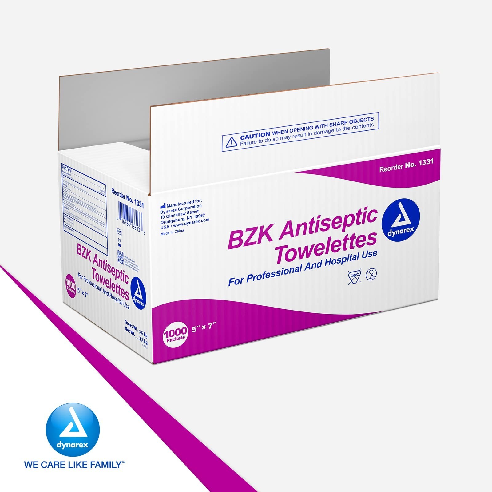 Dynarex BZK Antiseptic Towelettes – 5″x7″ – With Benzalkonium Chloride Formul…