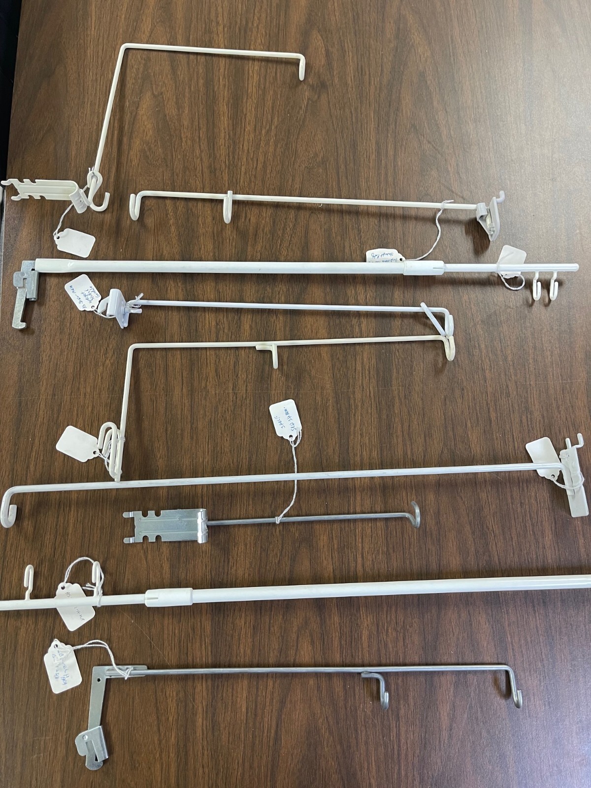9 pieces Misc. Retail Shelving Metal Hardware- Flag Sign Holders