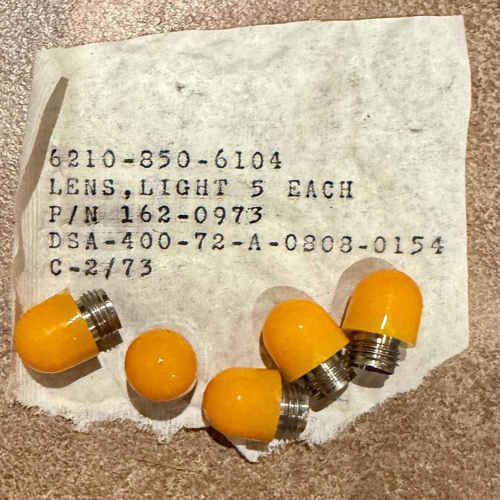 Pack 5 DIALIGHT Lens Cap 162 0973 Stovepipe Dark Translucent Amber Yellow UNUSED