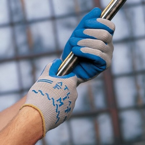 Showa ATLAS Fit 300 Latex Palm-Dipped Blue Rubber Work Gloves, 144-Pairs / Case