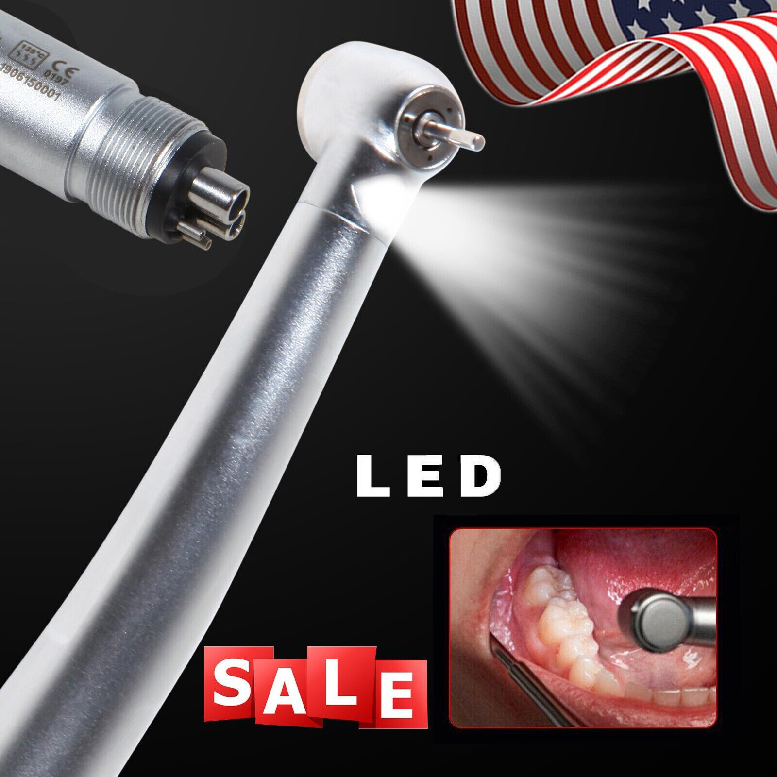 Dental 4 Hole LED E-generator Fiber Optic High Speed Handpieces NSK Style CE