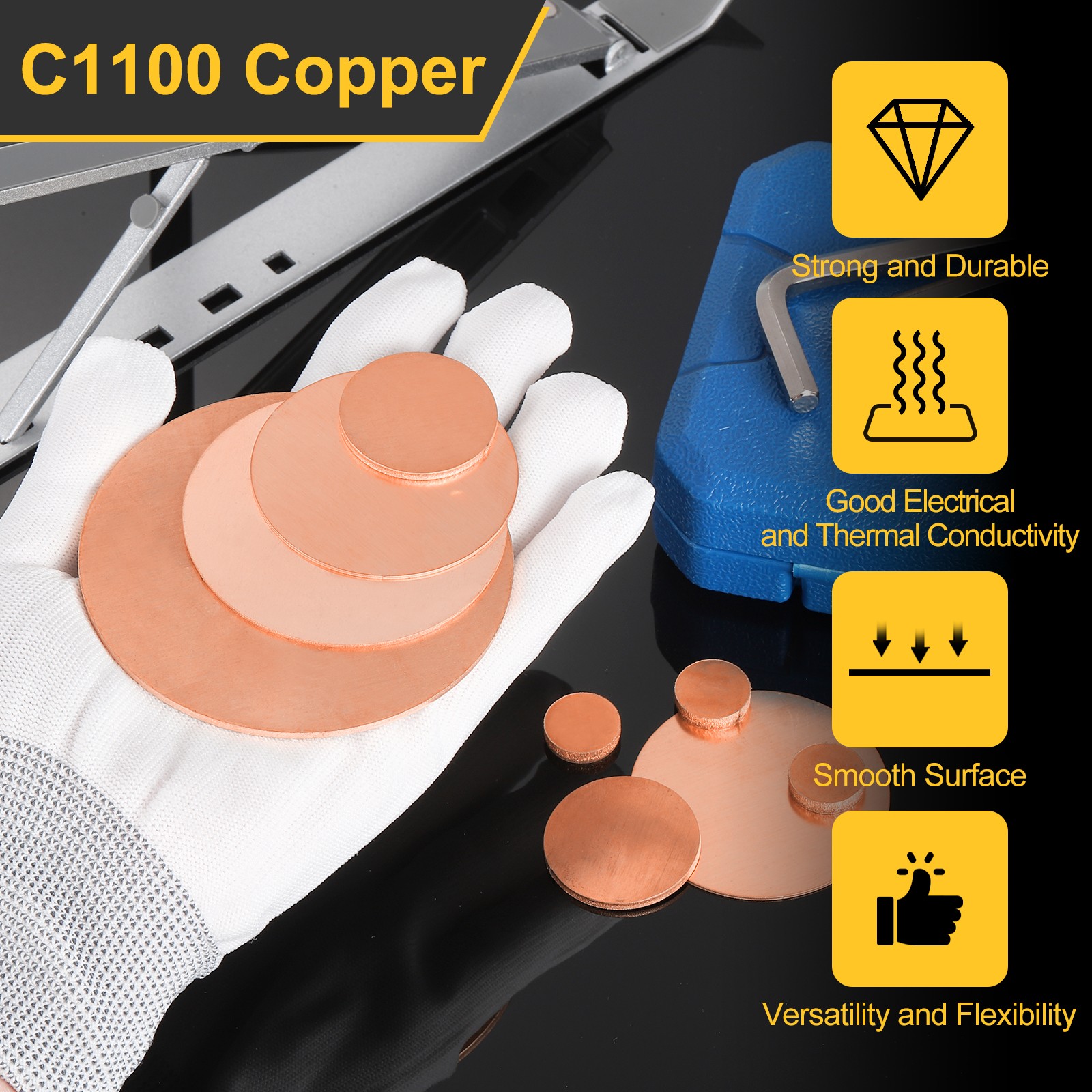6Pcs 0.04″ Thick 0.8″ Dia C1100 Pure Copper Sheet INDUSTRIAL Copper Round Plate