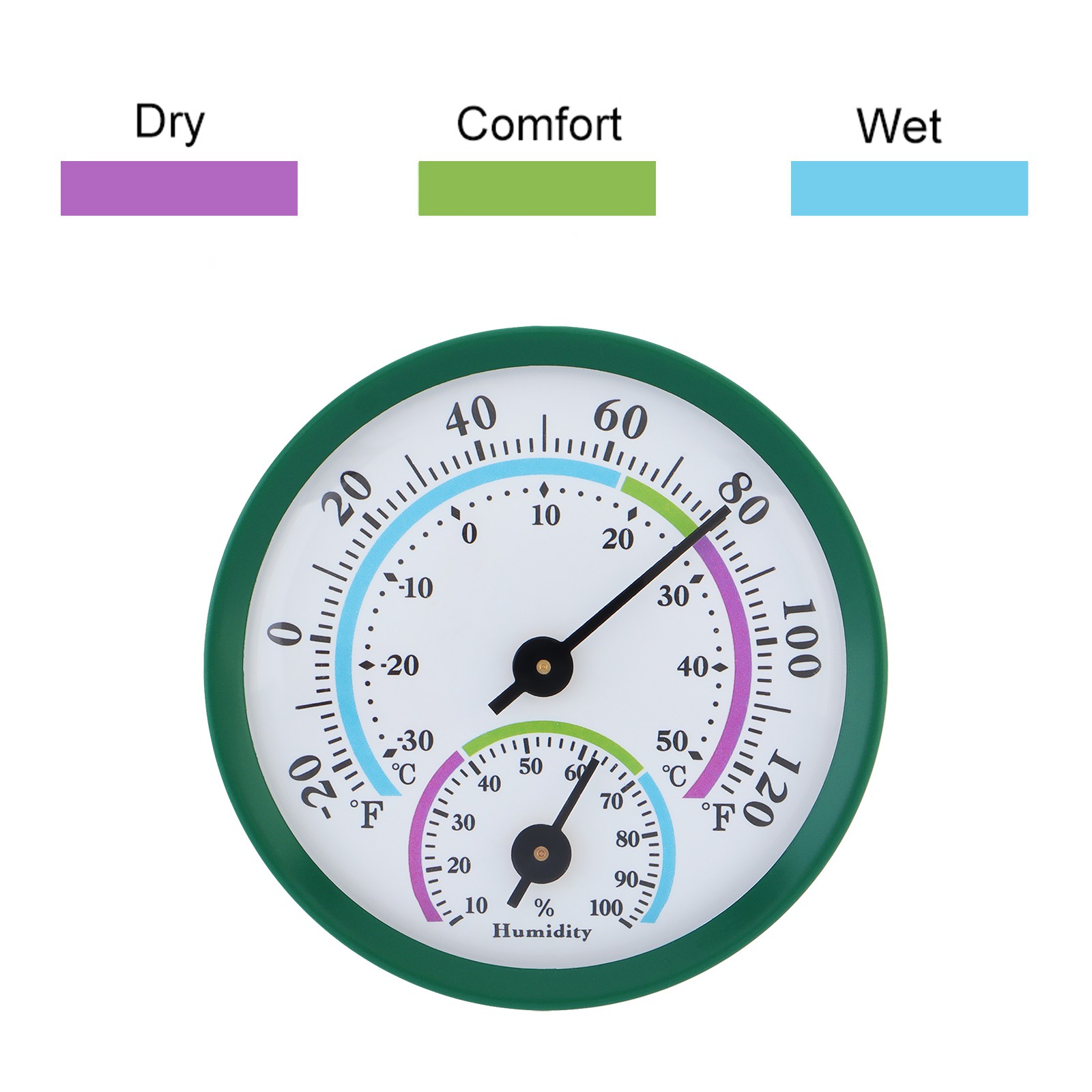 2 in 1 Temperature Hygrometer Analog Humidity Monitor Gauge Indoor / Outdoor