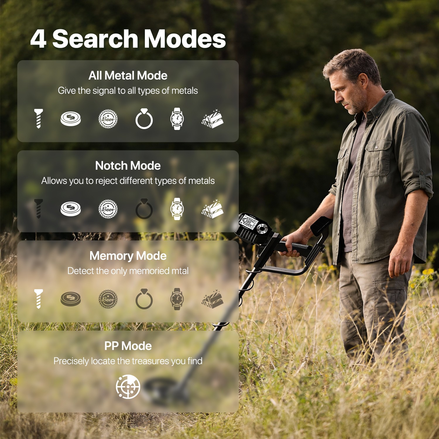 Metal Detector for Adults Professional, Pinpoint Metal Detector with LCD Disp…