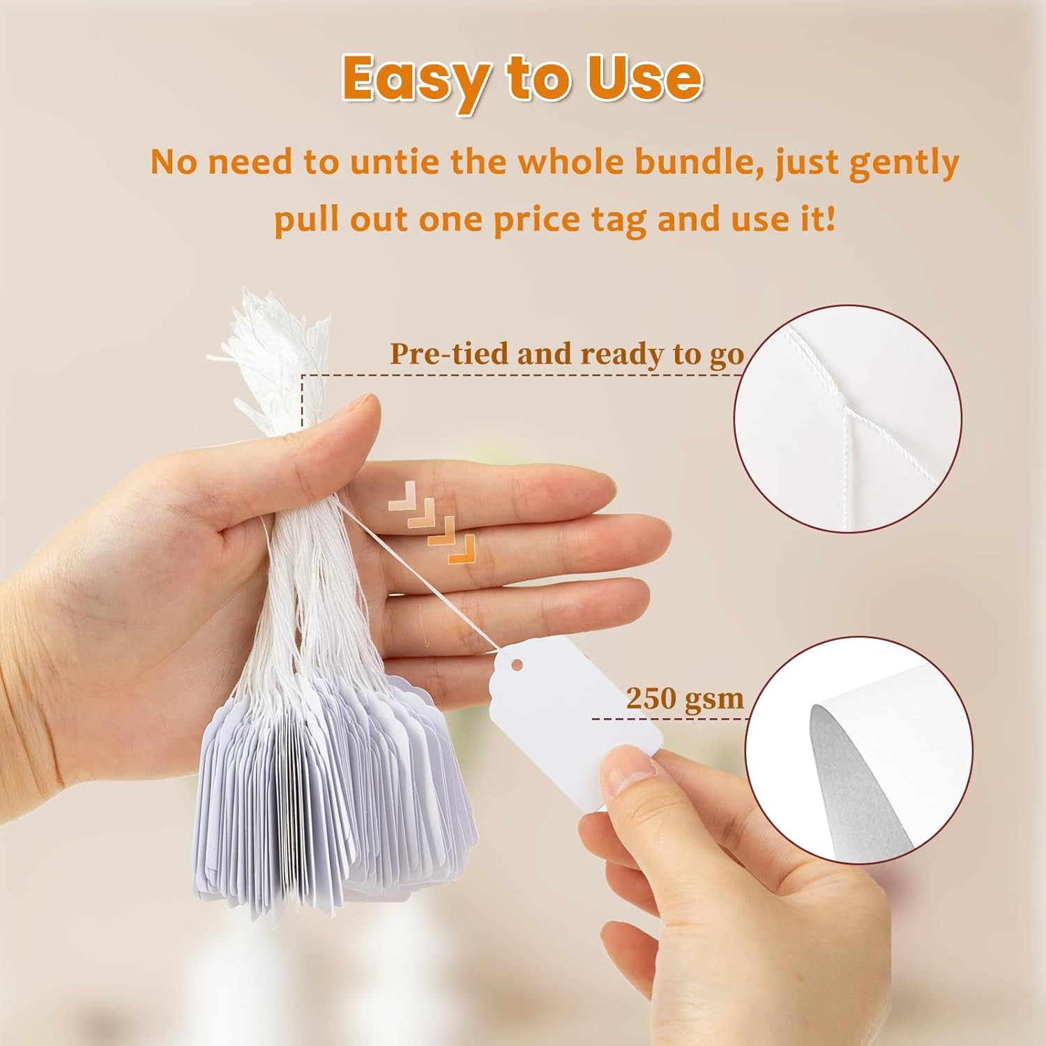 White Price Tags with String Attached 1000 PCS, 1.375 X 2.125 Inches, Goefun Wri