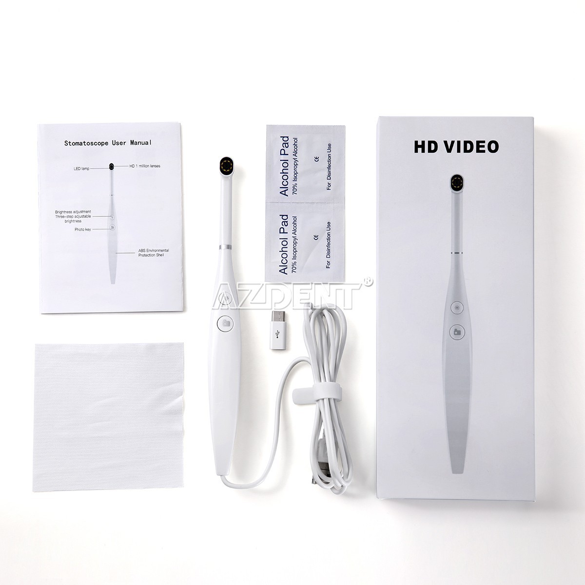 AZDENT Dental USB Intraoral Camera Oral Endoscope Real-time Video 8 LED light