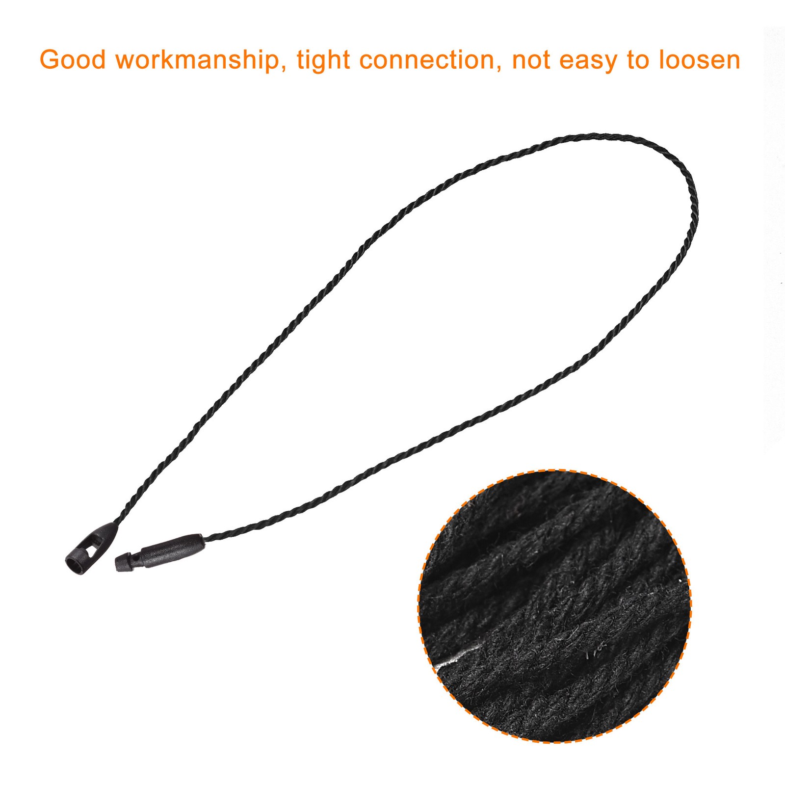 100 x Cotton Hang Tag String Snap Lock Price Tag Fastener Ties Black 7.8″