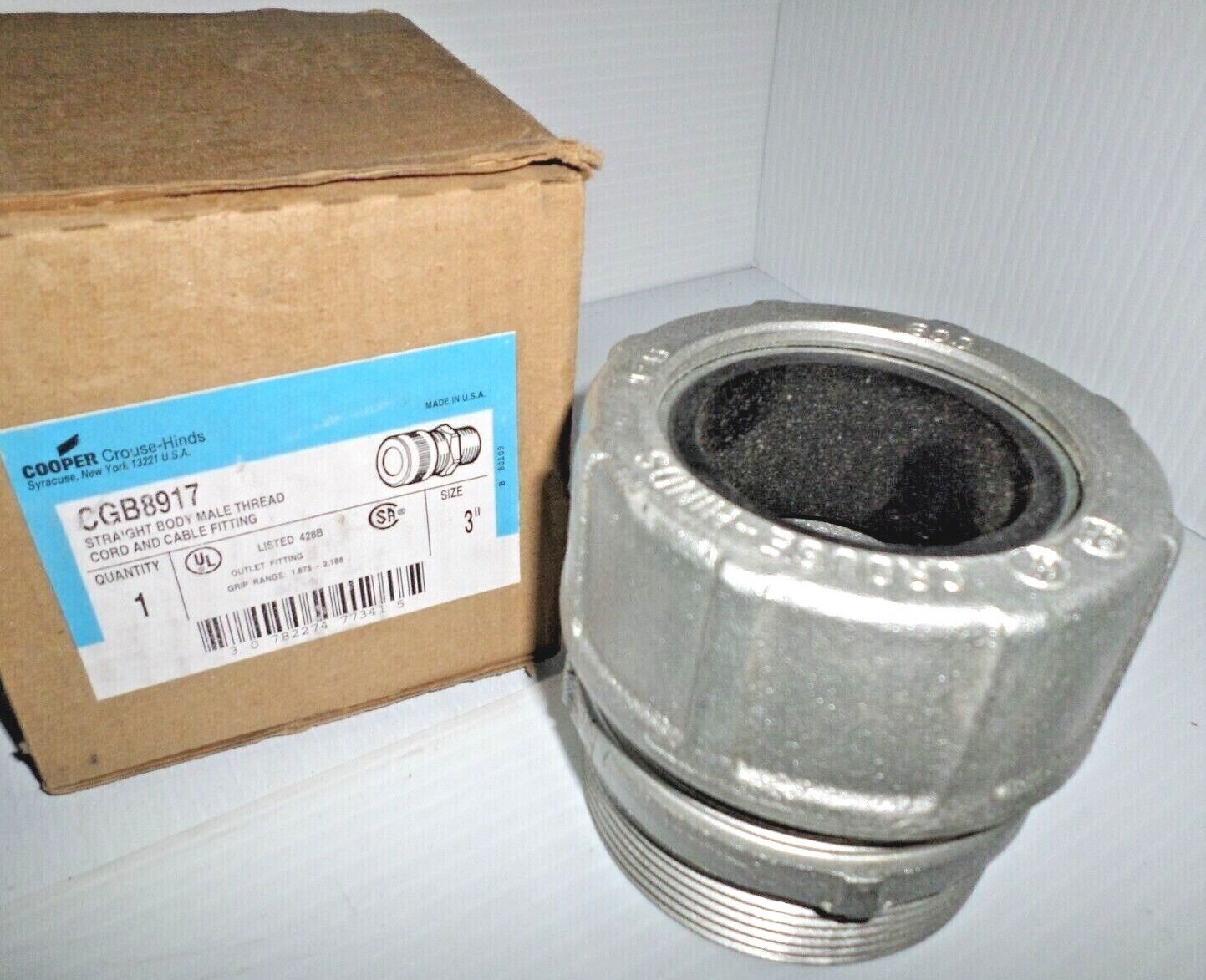 ⭐NEW IN BOX⭐3″ NPT COOPER CROUSE HINDS CGB8917 WIRE CABLE CORD GRIP 1.875-2.188″
