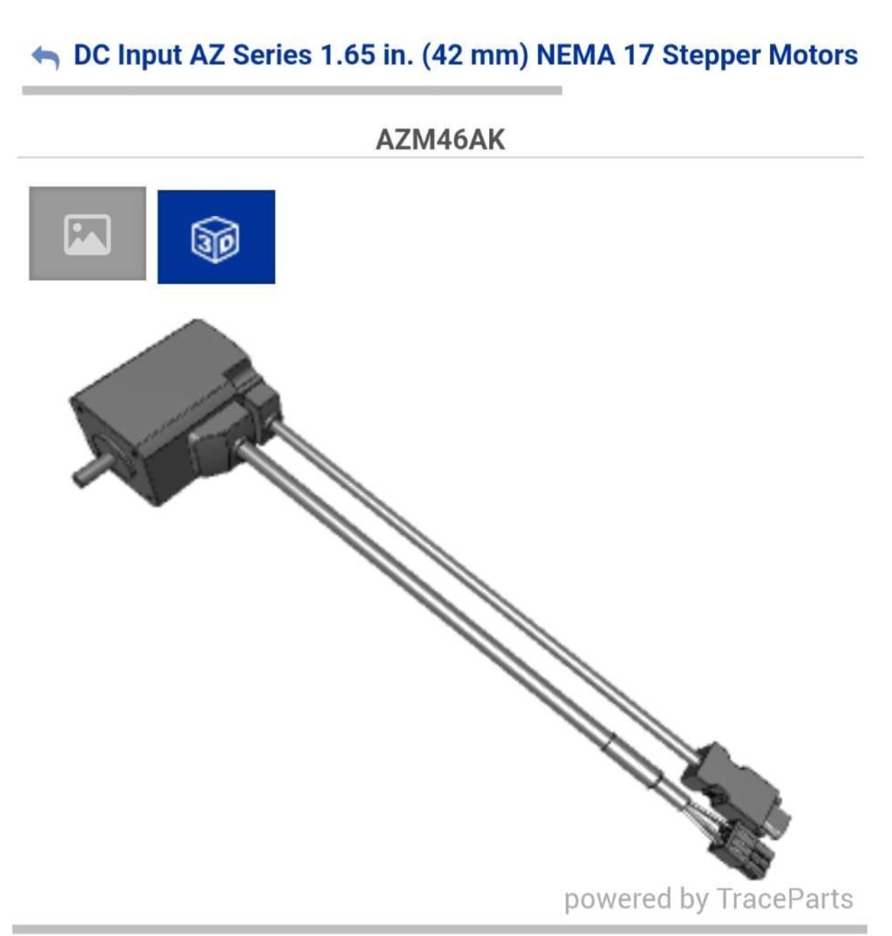 Oriental Motor AZM46AK DC Input AZ Series 1.65 in. (42mm)NEMA 17 Stepper Motors