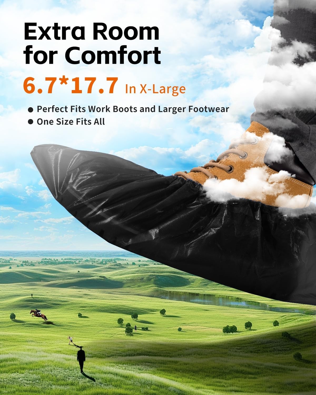 Disposable Heavy Duty Shoe Covers, XL Waterproof Booties, Non-Slip, 100 Pack for