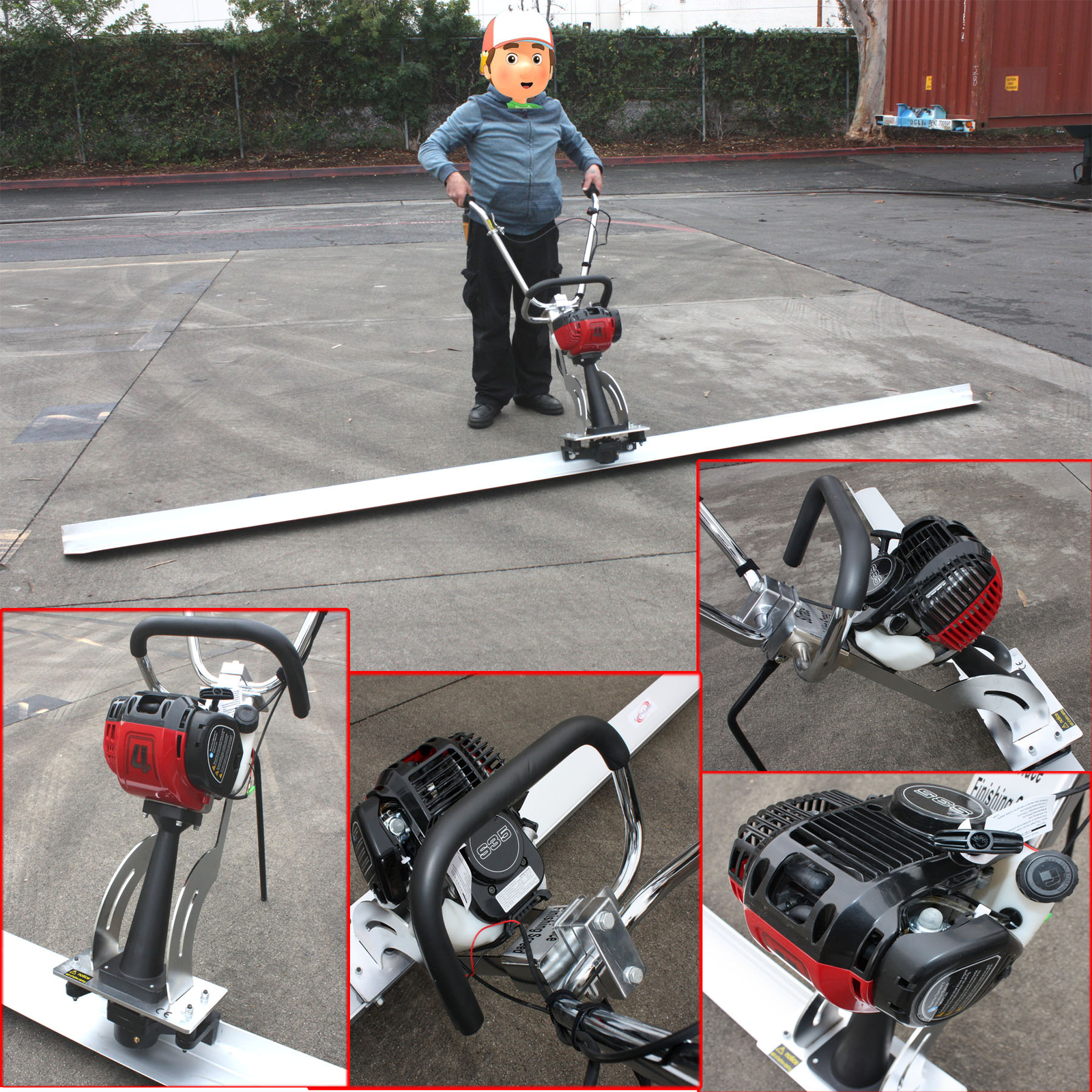 4 Stroke Concrete Surface Leveling Vibratory Screed & 7.5′ Aluminum Tamper Blade