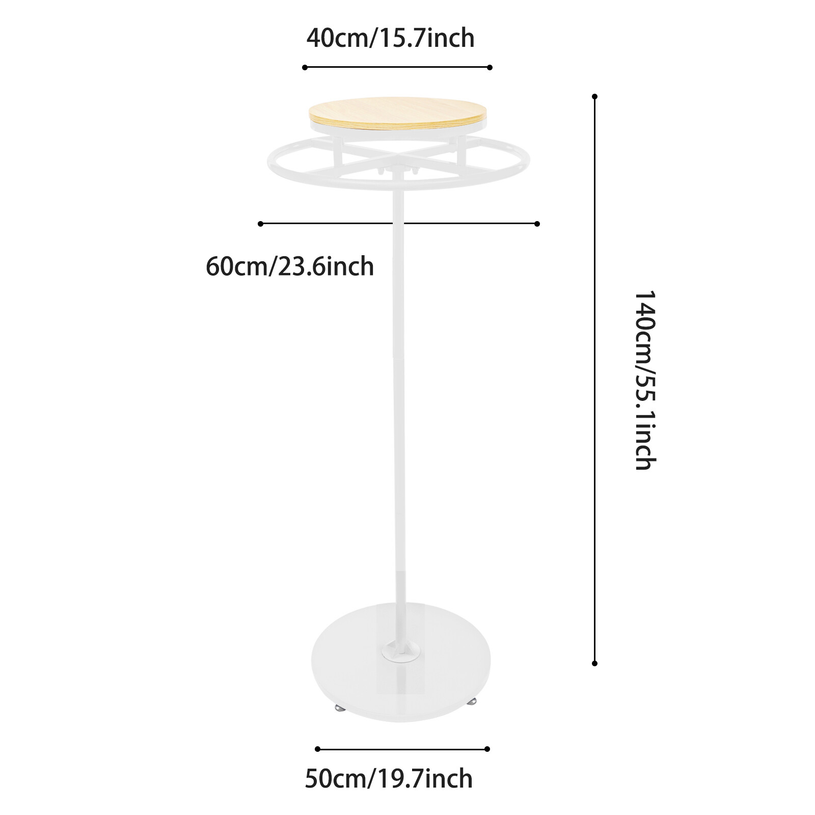 360° Rotatable Clothing Display Rack 55.1in Round Clothing Rack Free Standing US