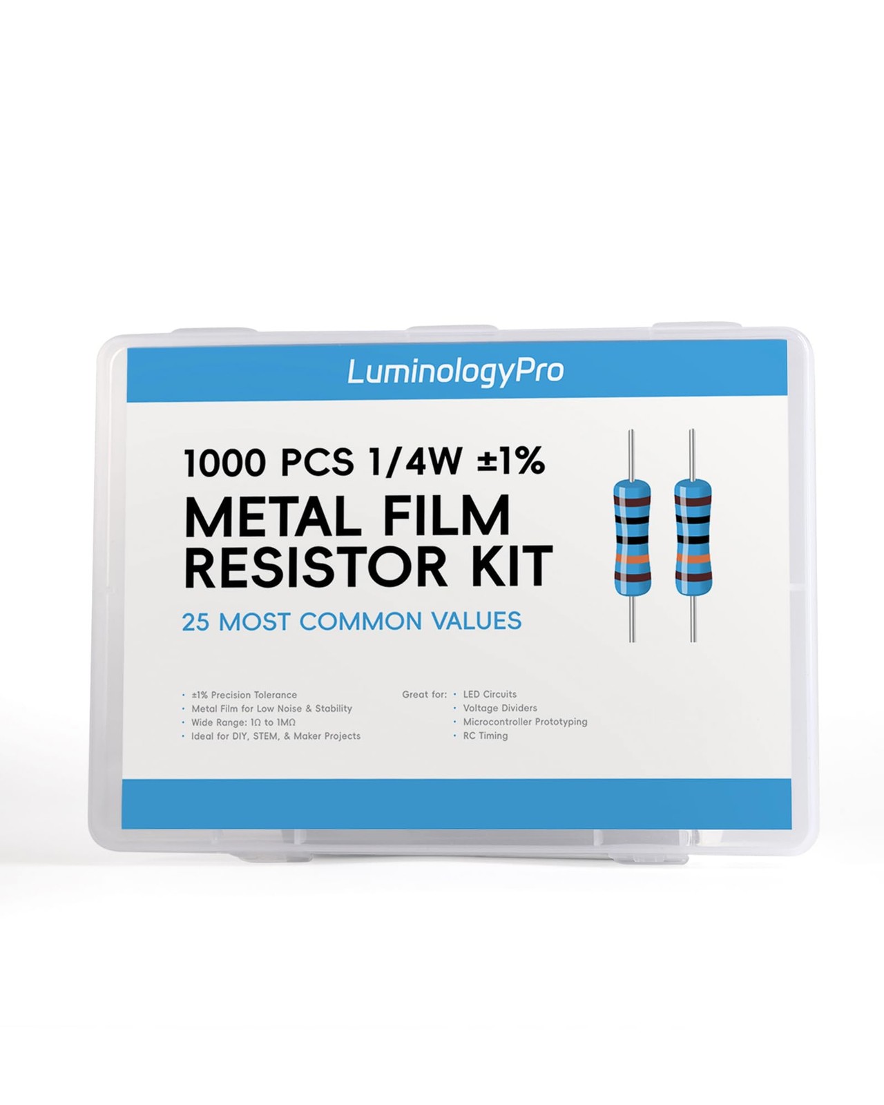 1000 PCS Resistor Kit 1/4 W +-1% Premium Metal Film Resistors Assortment…