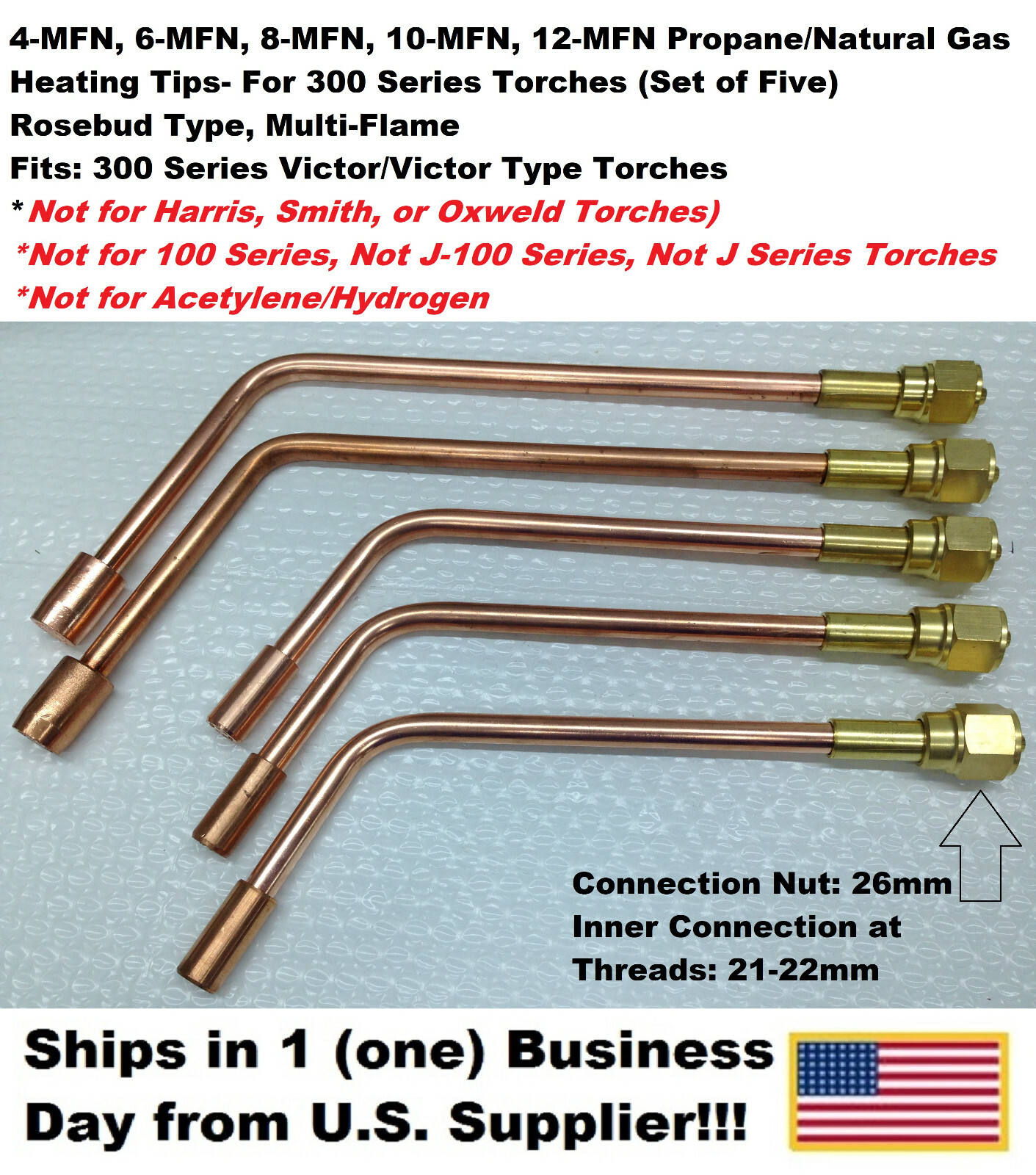 4-MFN,6-MFN,8-MFN,10-MFN,12-MFN Propane/Natural Gas Heating Tips-Set of 5 Tips