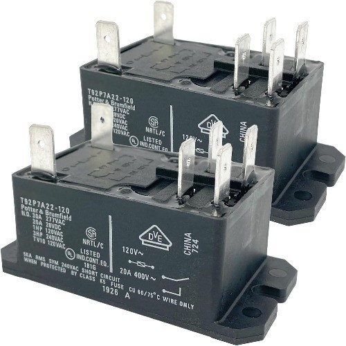 T92P7A22 120 Relay 2 Pack 6 Pin 30A 120VAC DPST NO Power Re Number of Items: 2