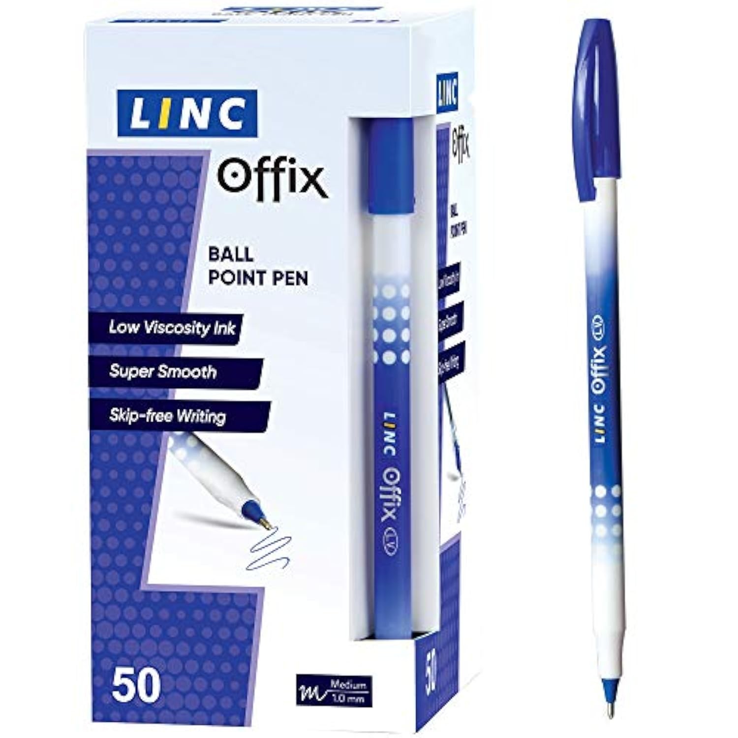 Linc Offix Smooth Ball Point Pen, 1.00Mm Tip, 50Count, Blue