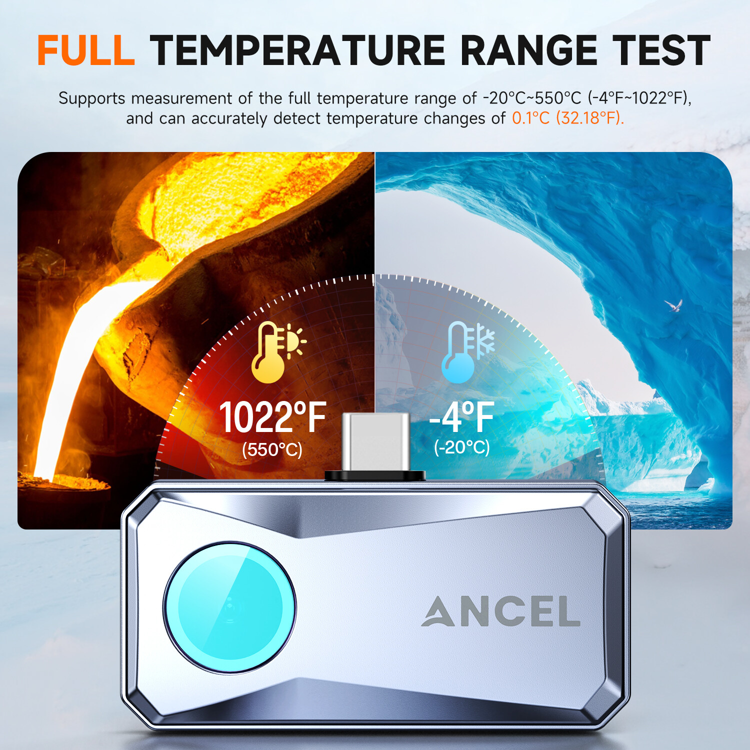 ANCEL IR101 256×192 Pixels Thermal Imaging Camera for Android USB-C Phones