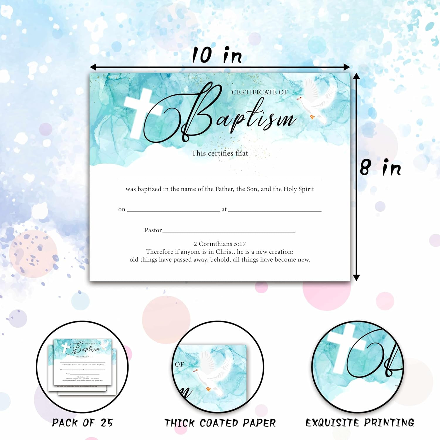 Baptism Certificates for Church, Minimalist Baby Dedication Certificates with Ba