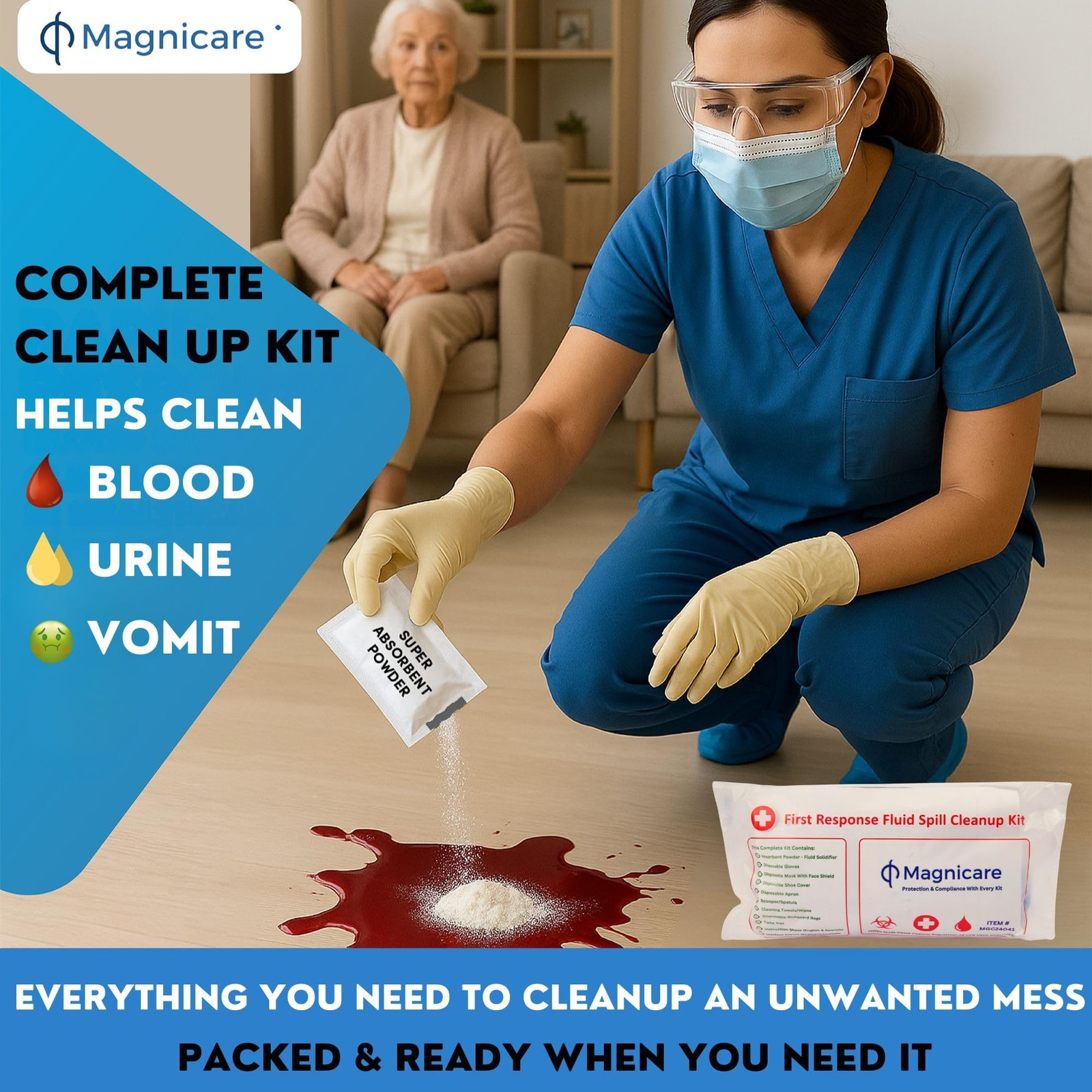 Vomit & Diarrhea Clean up Kit for Restaurant – Be OSHA Compliant| White