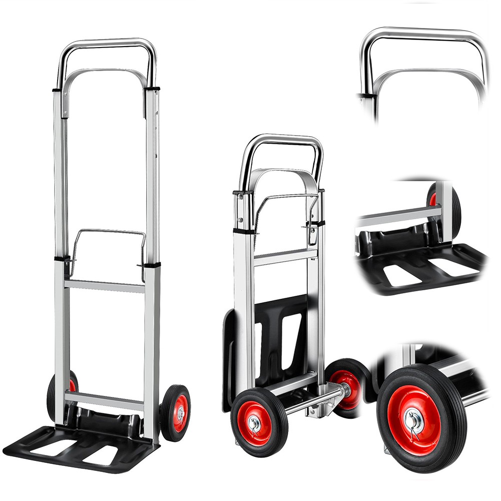 400 Lbs Aluminum Hand Truck 2 in 1 Heavy Duty Convertible Folding Dolly Cart USA