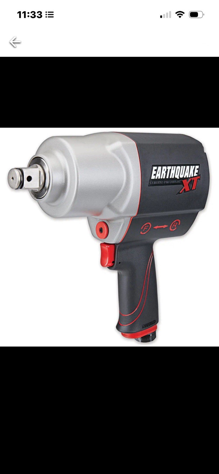 Earthquake XT 3/4″ Torque Composite Air Impact Wrench 1500 ft/lbs. Model 62892