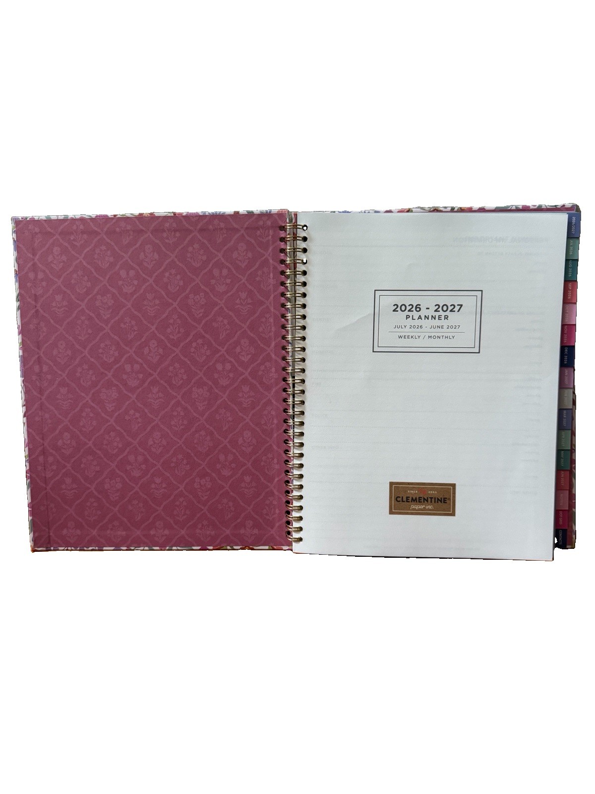 2027 Clementine 12 month Floral Planner July 2026-June 2027 11×9” Notebook Size
