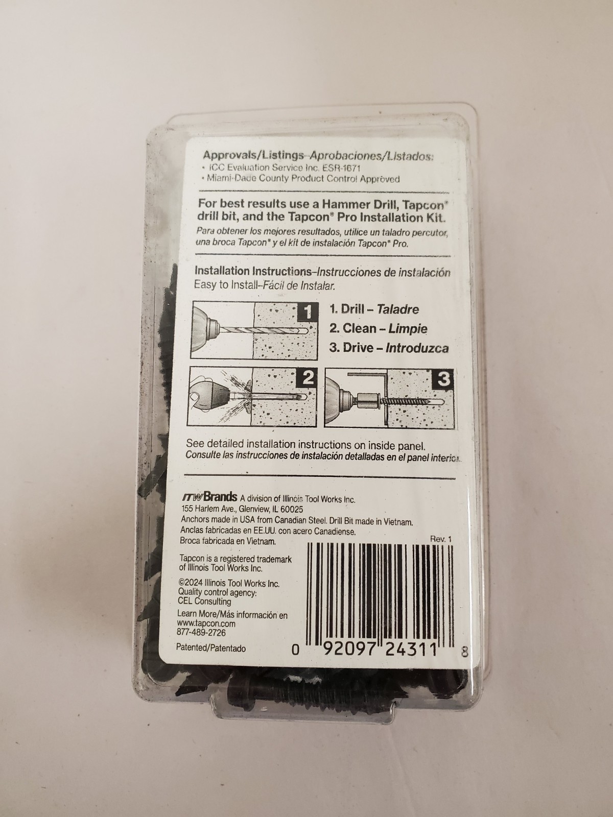 *75-PACK* Tapcon 1/4 in. x 1-1/4 in. Hex-Washer-Head Black Concrete Anchors
