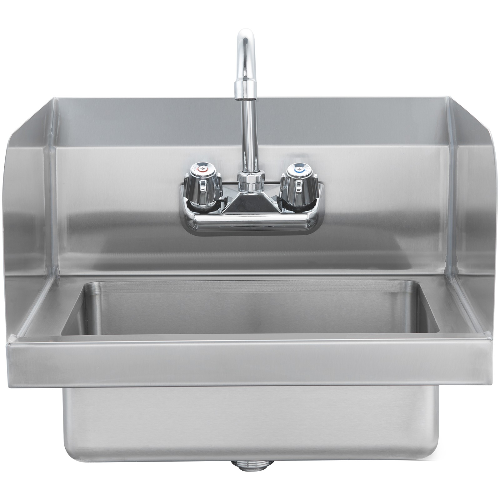 VEVOR Wall Mount Hand Wash Sink 17″x 15″ Stainless Steel w/ Faucet & Splash NSF
