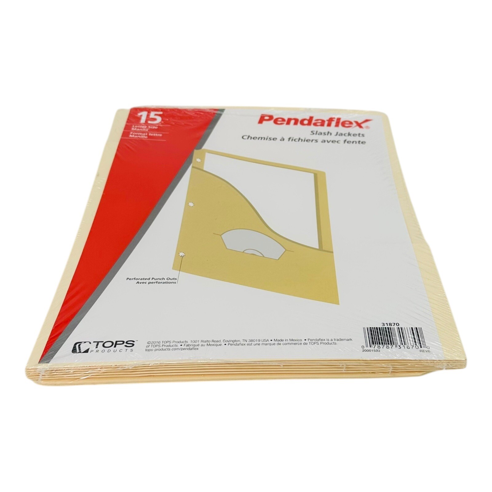 30 Count Pendaflex Slash Jackets 3-Hole Punched Letter Size Manila*Distressed*