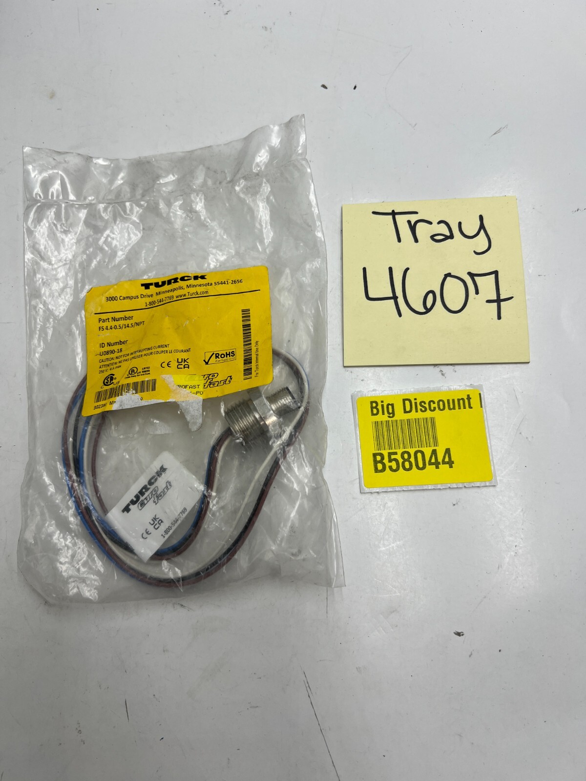 TURCK FS 4.4-0.5/14.5/NPT ID NUMBER U0890-18 Replacement Connector