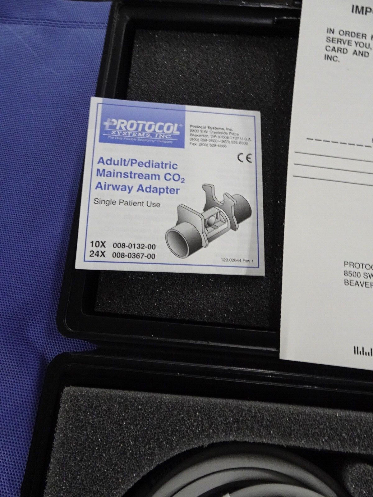 PROTOCOL MAINSTREAM CO2 SENSOR WITH AIRWAY ADAPTER