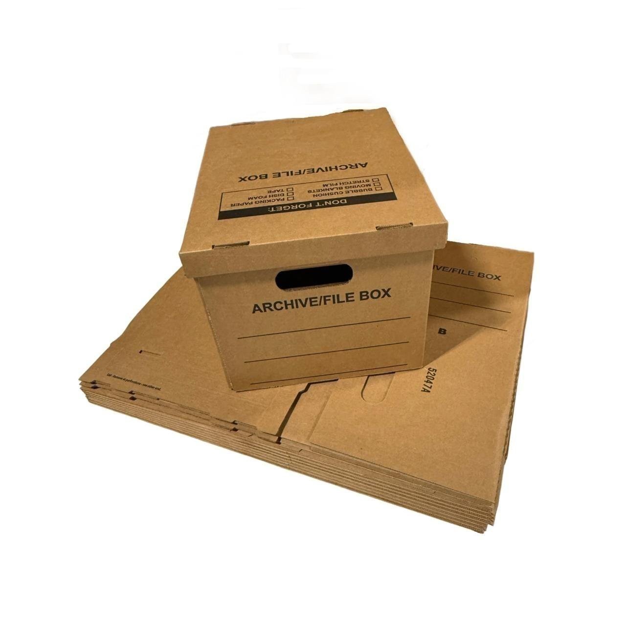 6 – Pack 15x12x10 Small Standard File Storage Moving Box with Lid Letter Handles