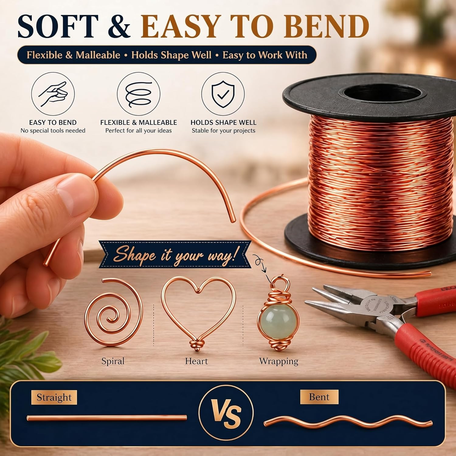 100Ft 24 Gauge Copper Wire for Gardening, Electroculture, Bonsai, Jewelry Making