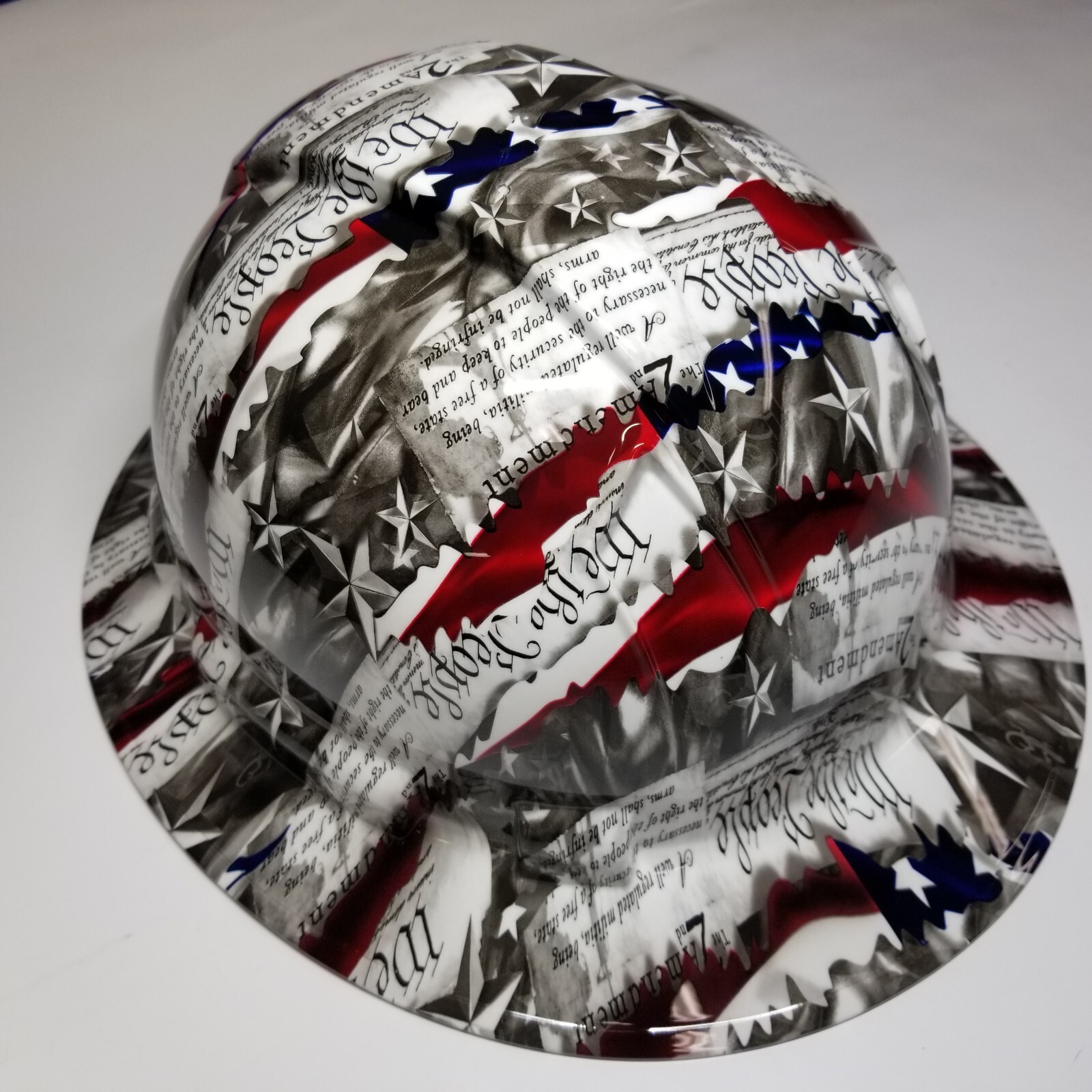 full brim hard hat custom hydro dipped IN 2ND AMENDMENT ,WE THE PEOPLE NEW