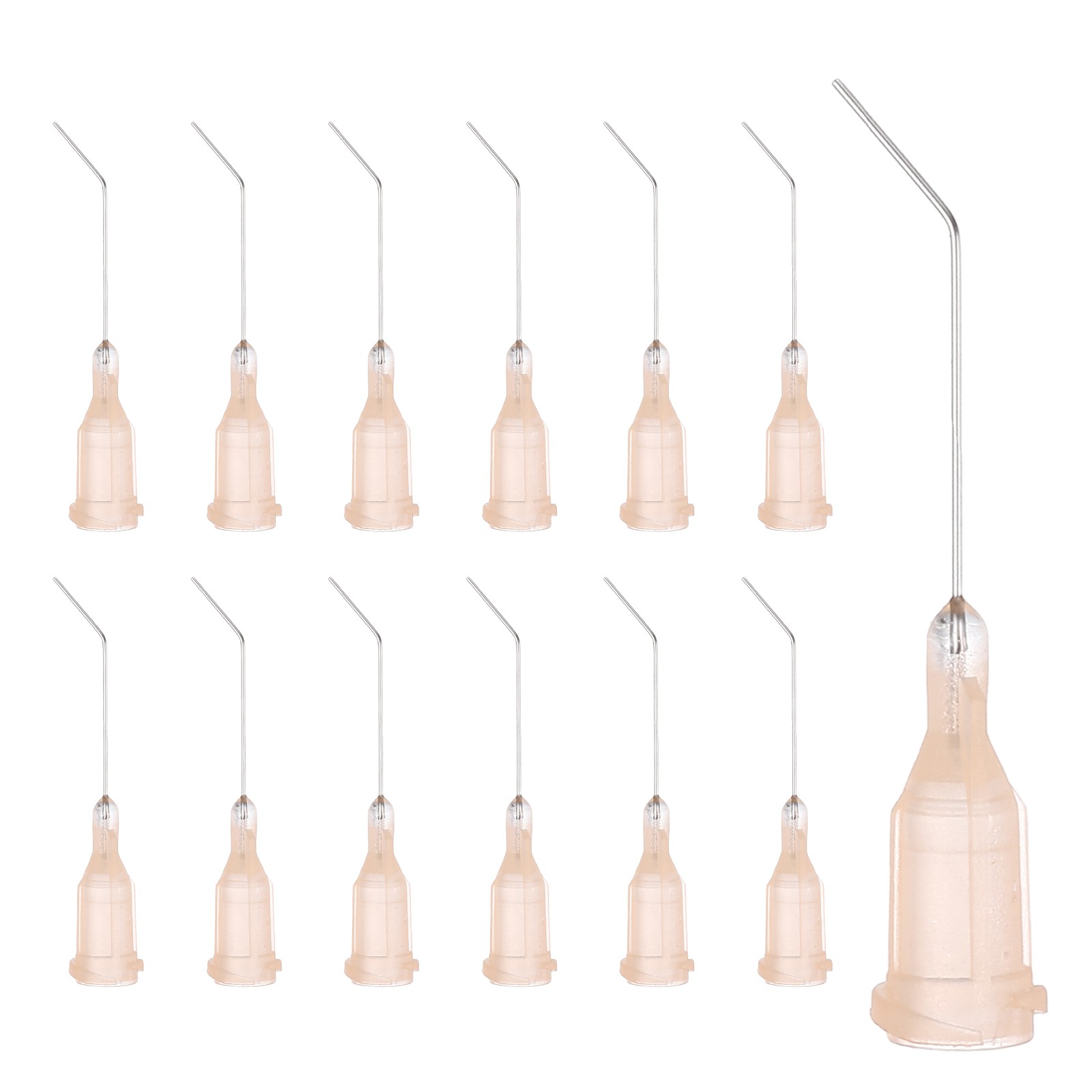 25Pcs 1Inch 26Ga 45° Angled Dispensing Needles, Light Brown