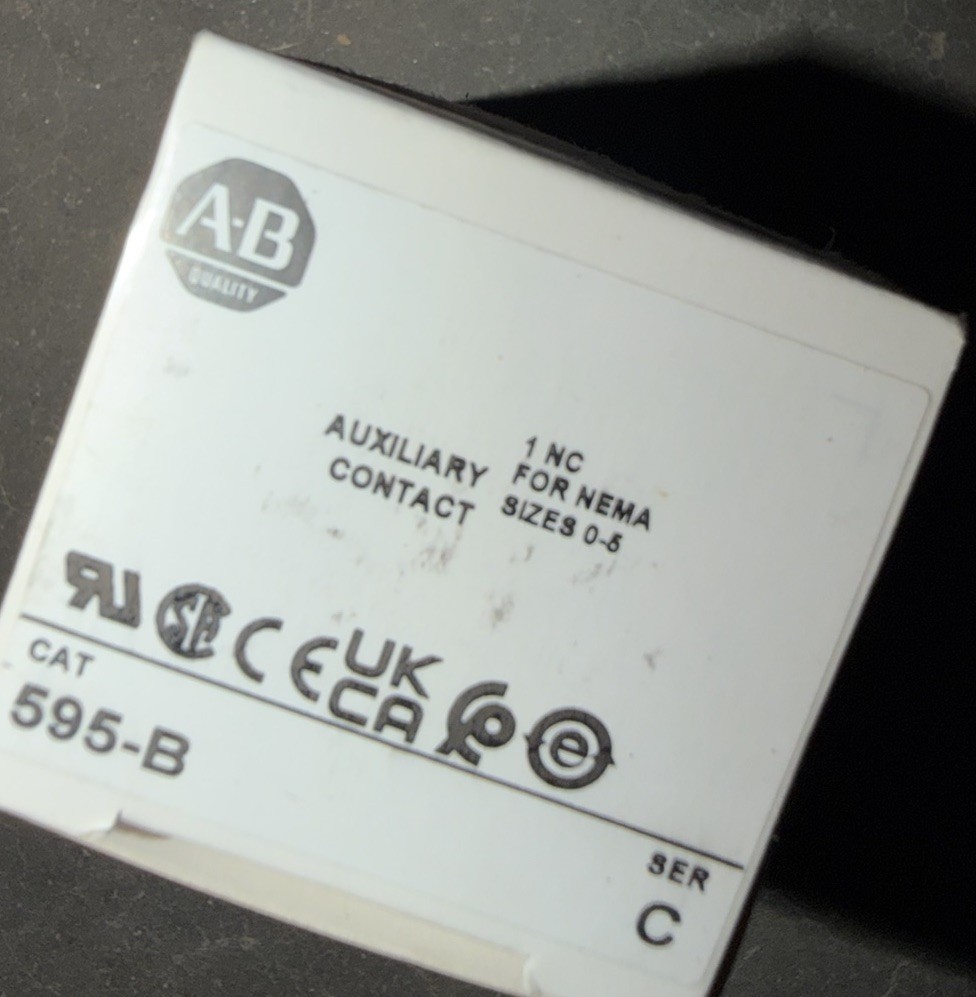 595-B NEW ALLEN-BRADLEY MOTOR STARTER AUXILIARY CONTACT AUX NC